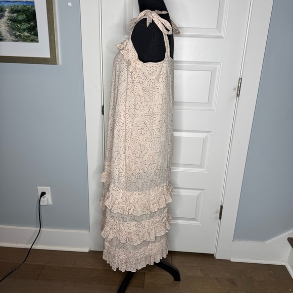 Cleobella Zane Tiered Ruffle Midi Dress Women's Size Large Tie Shoulders - Picture 3 of 10